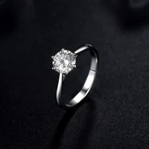Classic Six Claw with Plain Band, 1.00ct Round Cut