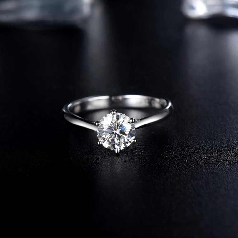 Classic Six Claw with Plain Band, 1.00ct Round Cut