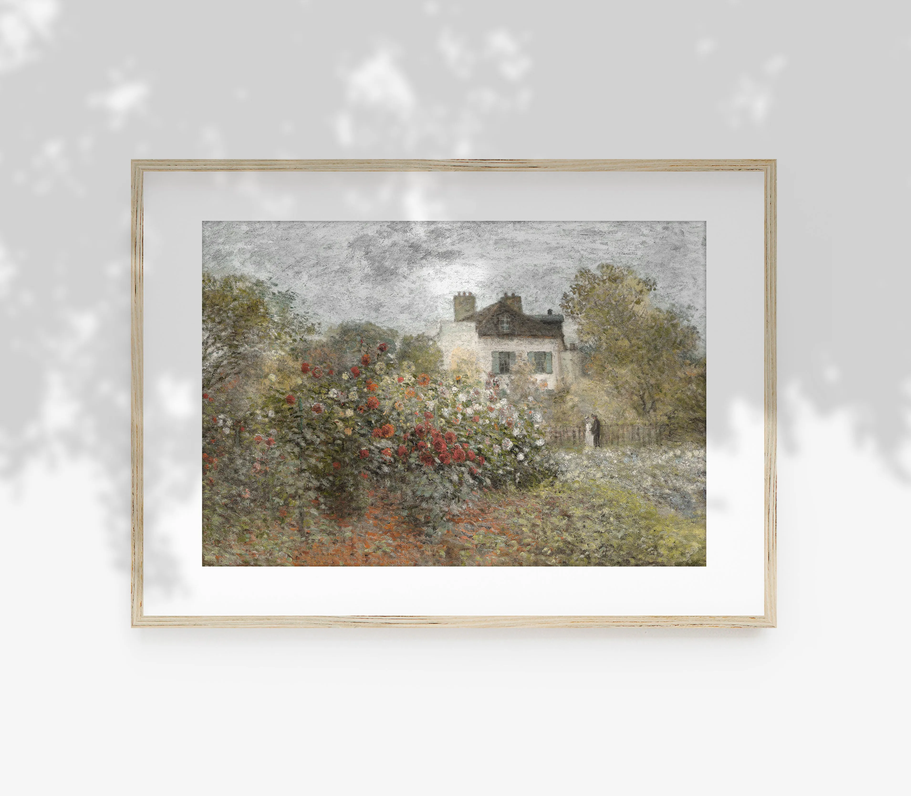 Cottage Floral Oil Painting | Muted Landscape Art Print L224