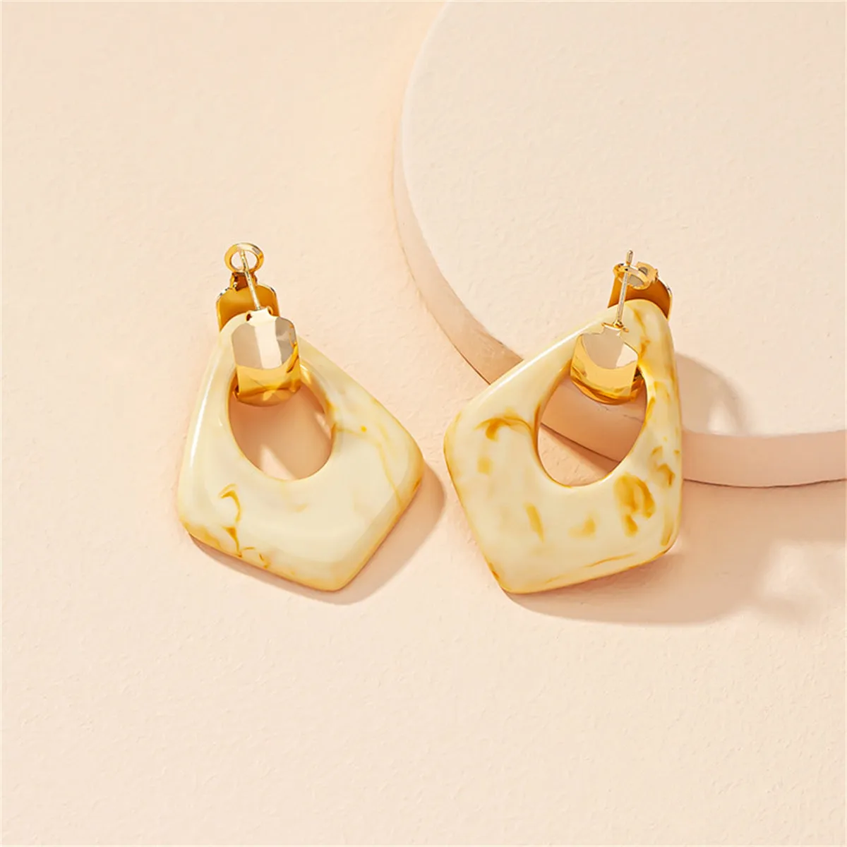 Cream Resin & 18K Gold-Plated Chain Dangle Earring