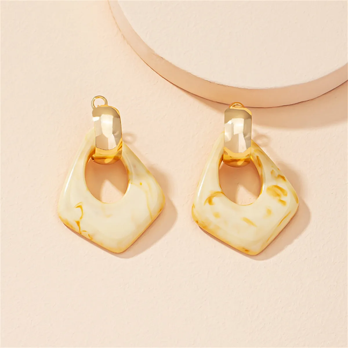 Cream Resin & 18K Gold-Plated Chain Dangle Earring