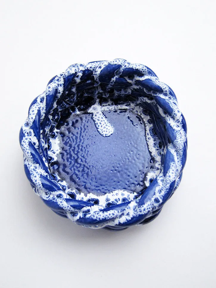 CristaSeya Anaphi Ceramic Bowl, Glossy Blue