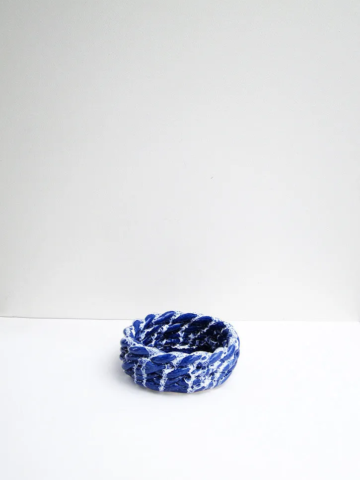 CristaSeya Anaphi Ceramic Bowl, Glossy Blue