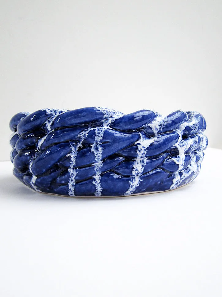 CristaSeya Anaphi Ceramic Bowl, Glossy Blue
