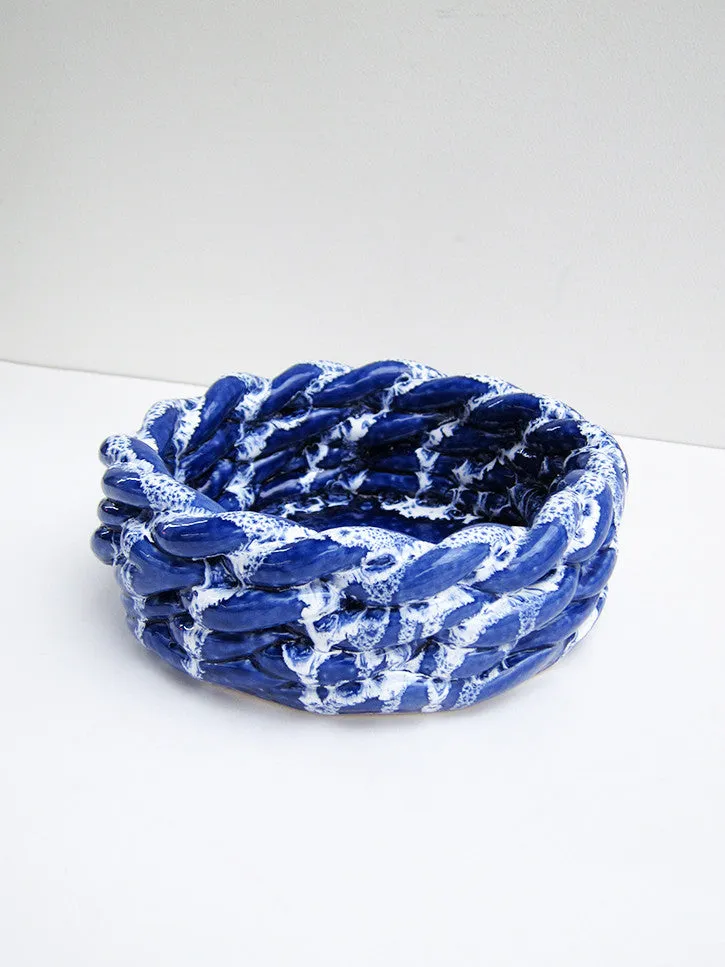 CristaSeya Anaphi Ceramic Bowl, Glossy Blue