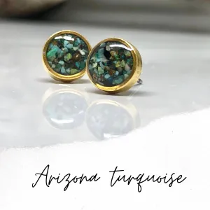 Crushed stones Post -Circle Arizona Turquoise Studs