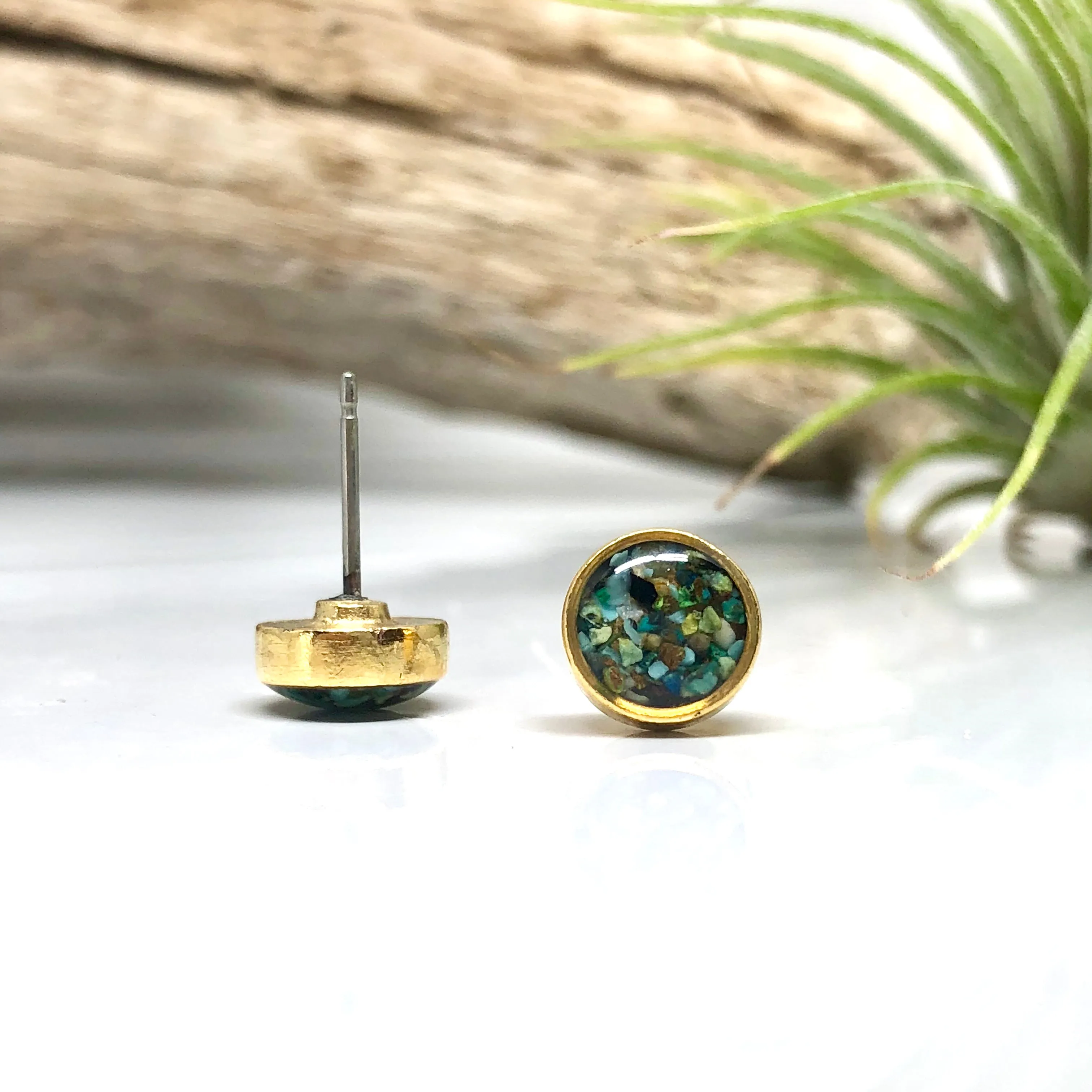 Crushed stones Post -Circle Arizona Turquoise Studs