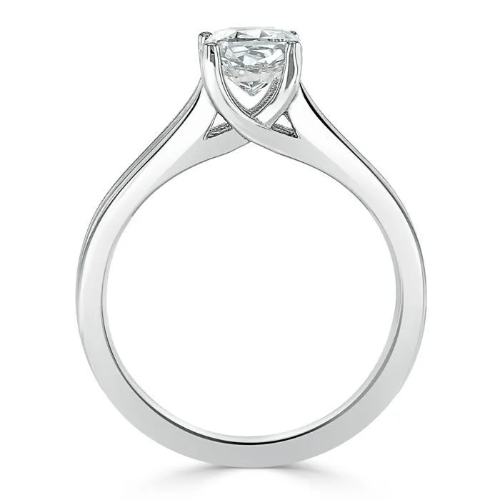 Cushion Cut Moissanite Engagement Ring, Classic Style with Split Shank