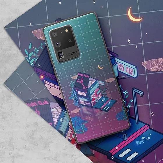 Cyberpunk Peach Drink LED Case for Samsung