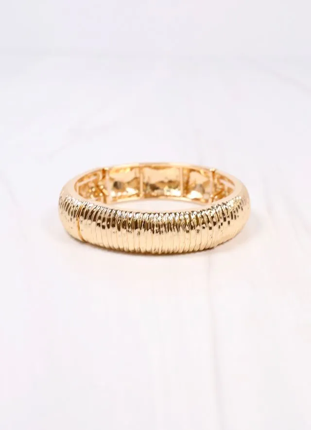 Danny Ribbed Stretch Bracelet Gold