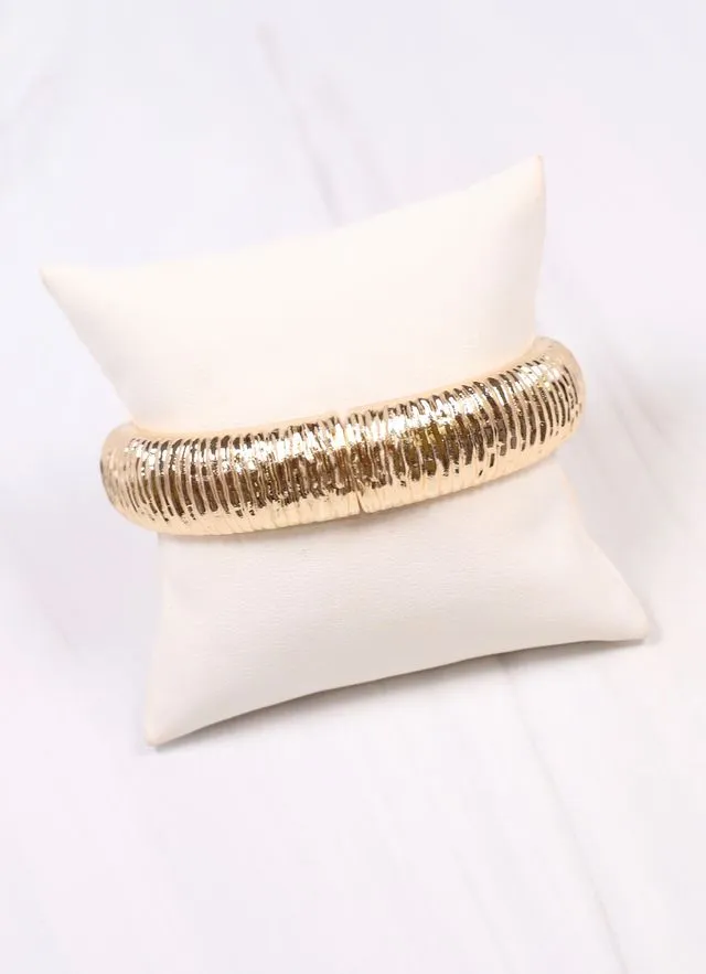 Danny Ribbed Stretch Bracelet Gold
