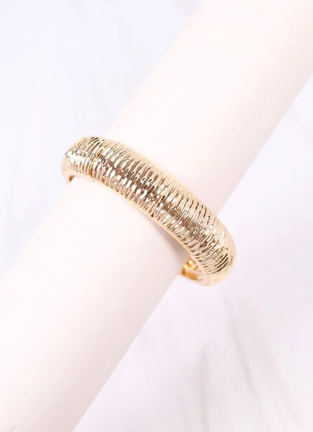 Danny Ribbed Stretch Bracelet Gold