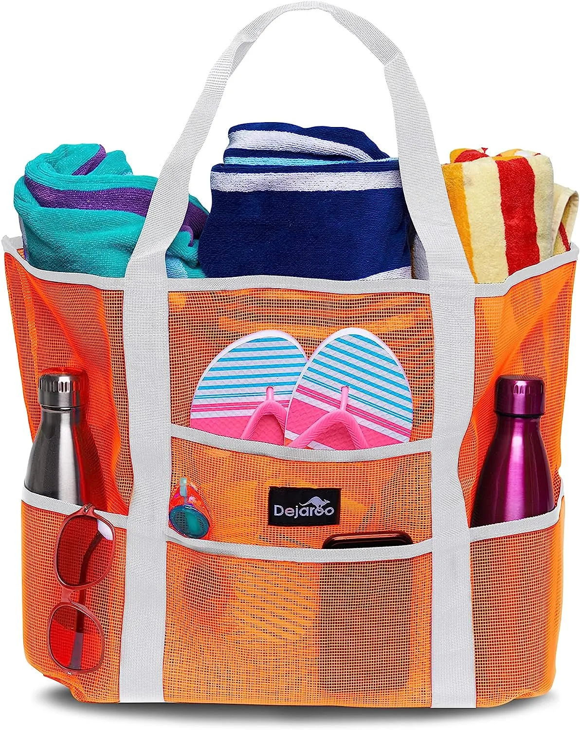Dejaroo Mesh Beach Tote – Sand-Free, Oversized, 8 Pockets, Washable