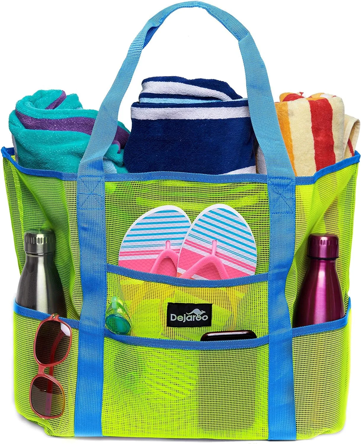 Dejaroo Mesh Beach Tote – Sand-Free, Oversized, 8 Pockets, Washable