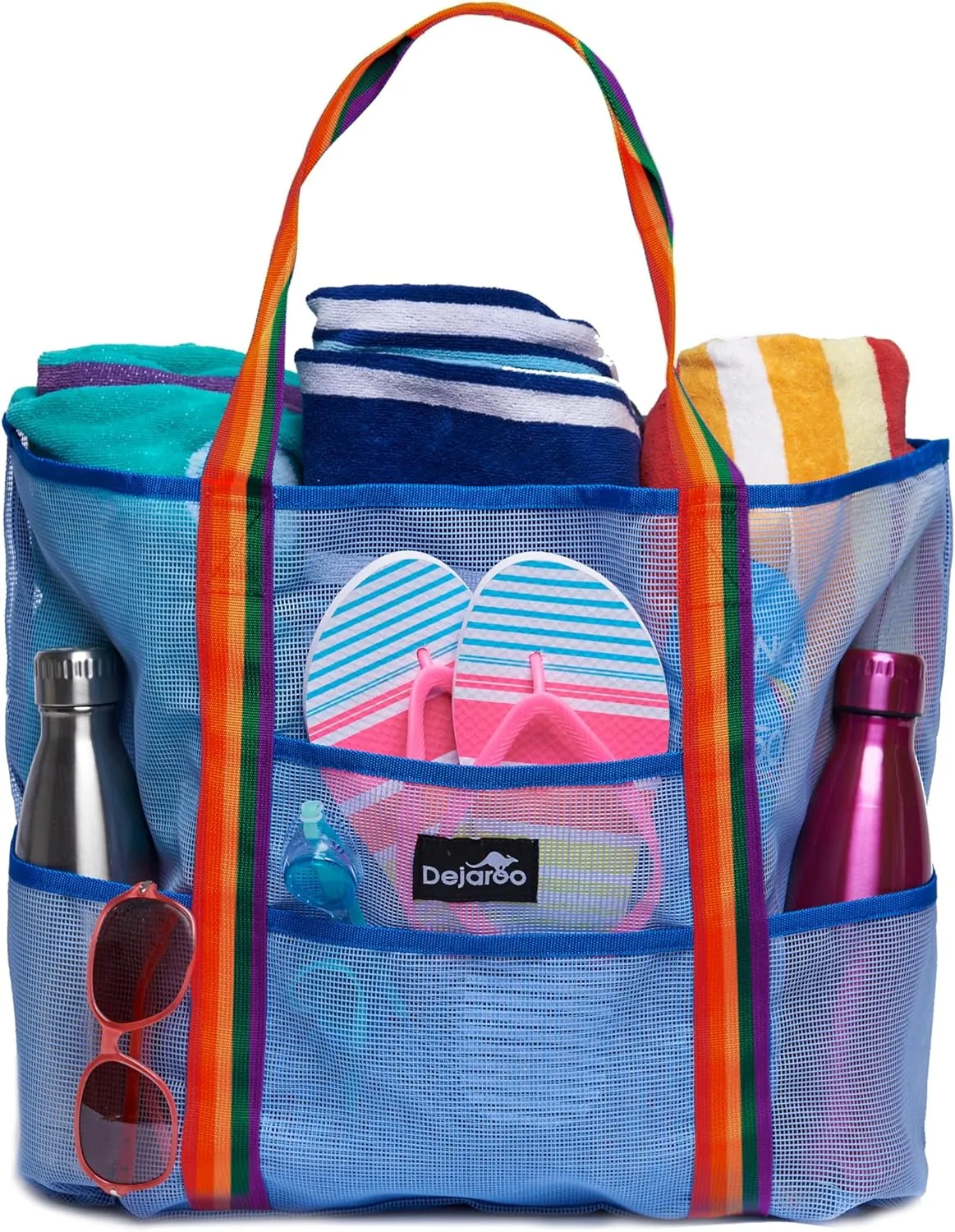 Dejaroo Mesh Beach Tote – Sand-Free, Oversized, 8 Pockets, Washable