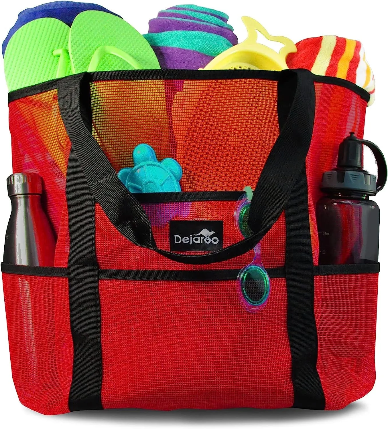 Dejaroo Mesh Beach Tote – Sand-Free, Oversized, 8 Pockets, Washable