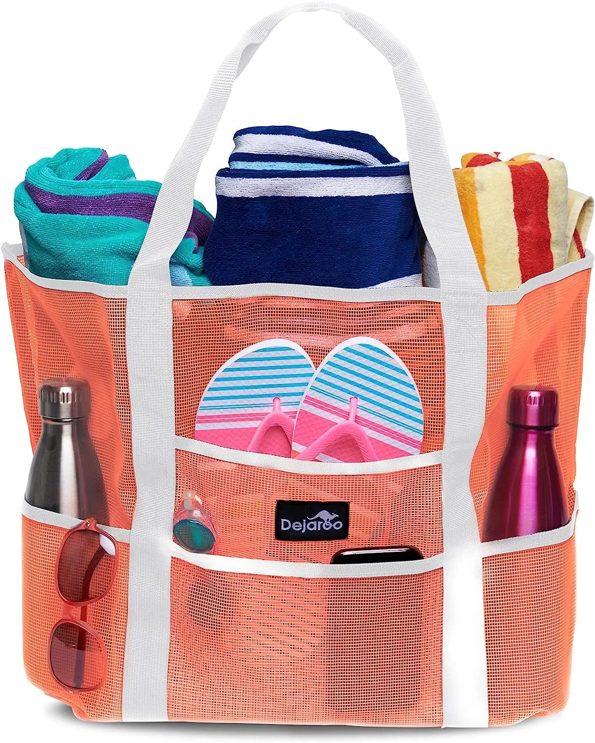 Dejaroo Mesh Beach Tote – Sand-Free, Oversized, 8 Pockets, Washable
