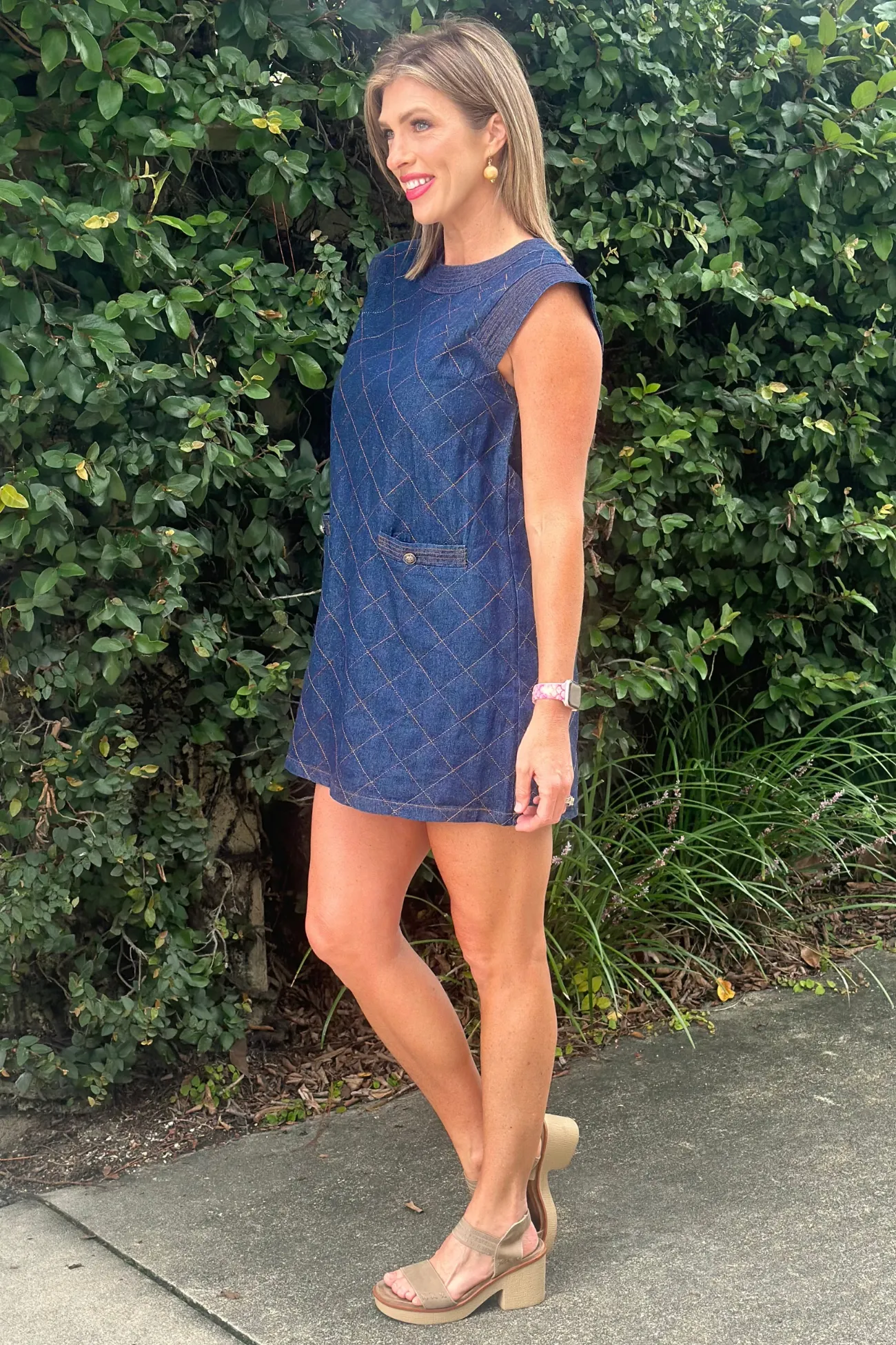 Diamond Denim Stitching Sleeveless Mini Dress