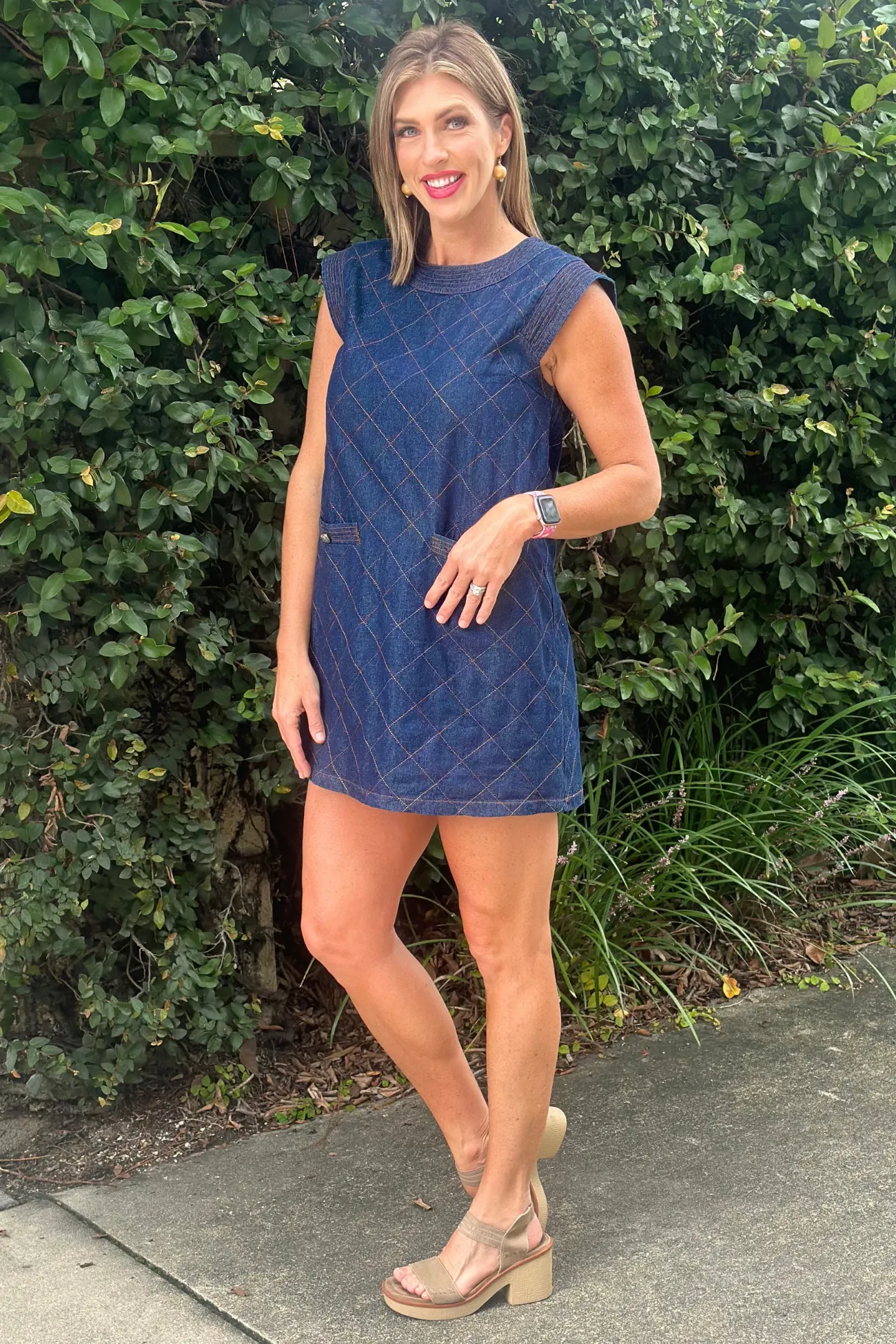 Diamond Denim Stitching Sleeveless Mini Dress