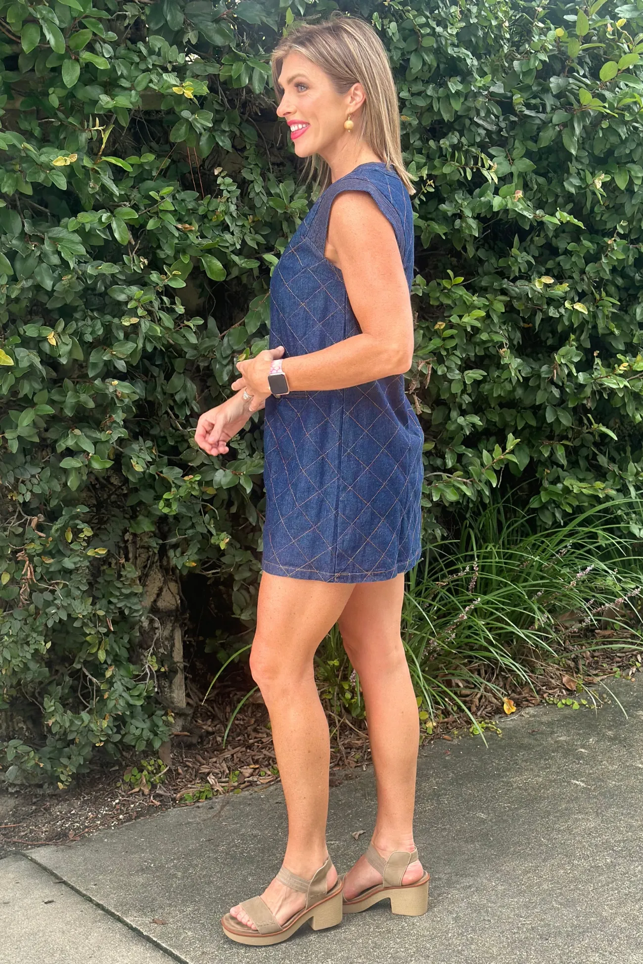 Diamond Denim Stitching Sleeveless Mini Dress