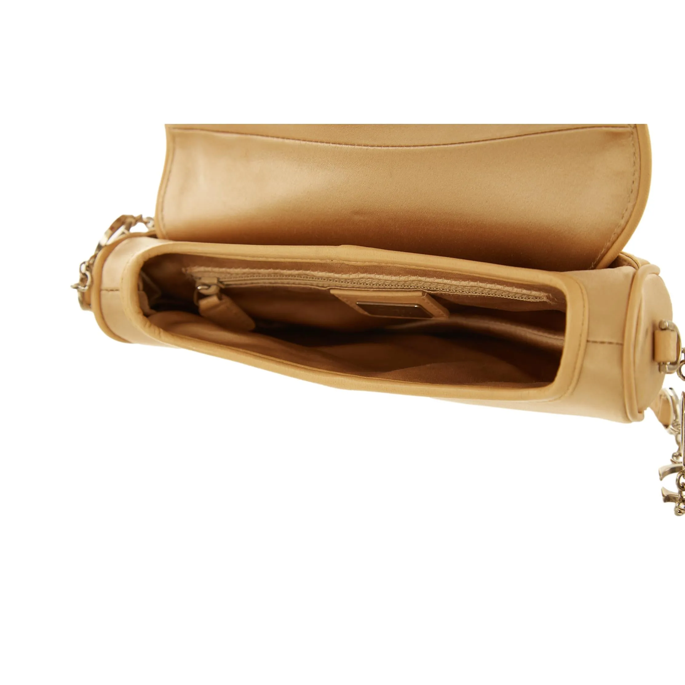 Dior Champagne Rhinestone Logo Hardware Mini Saddle Bag