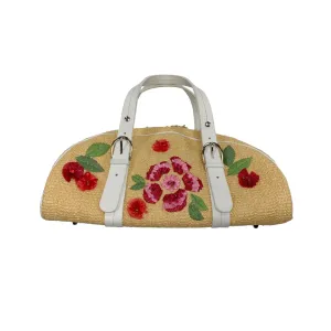 Dior Straw Floral Top Handle Bag
