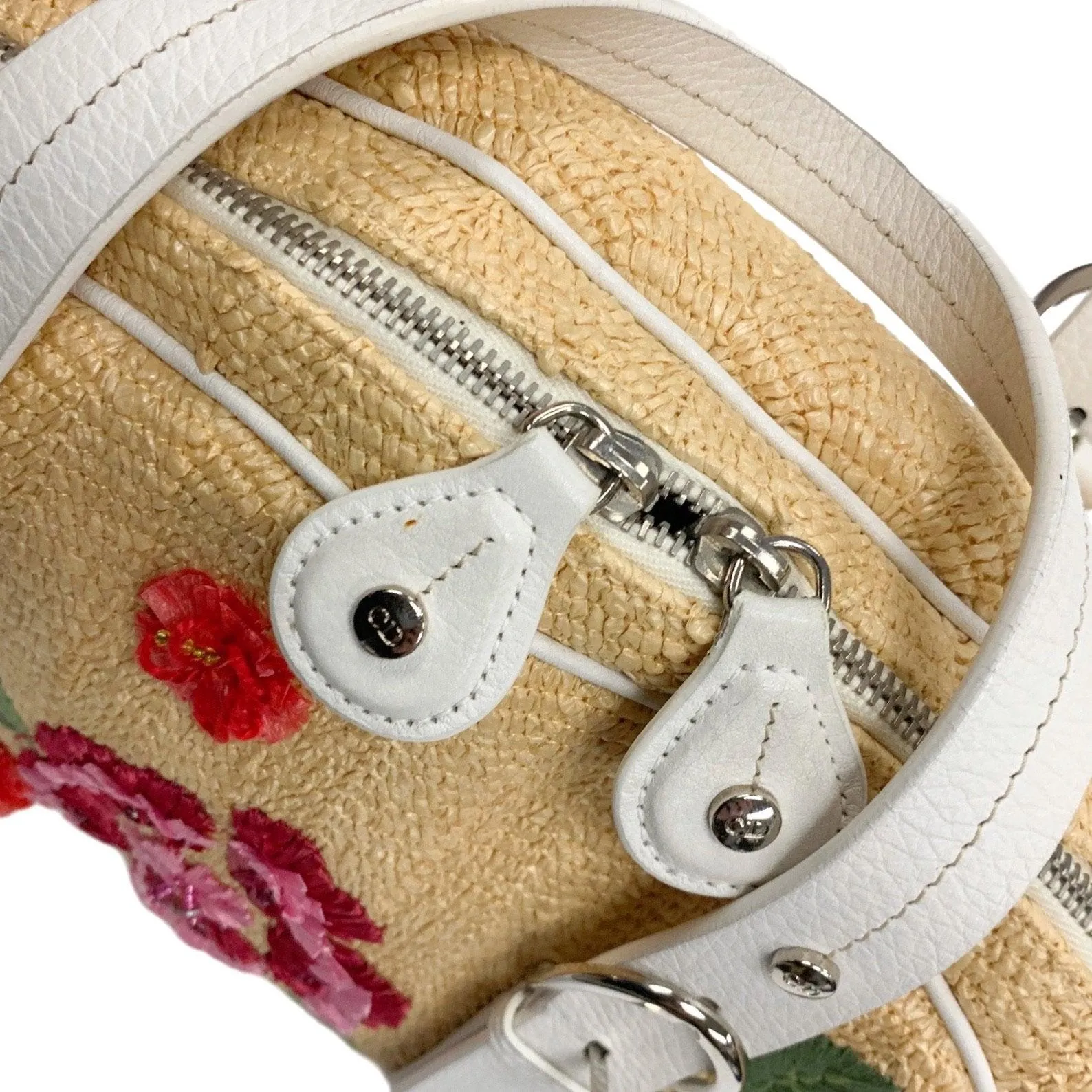 Dior Straw Floral Top Handle Bag