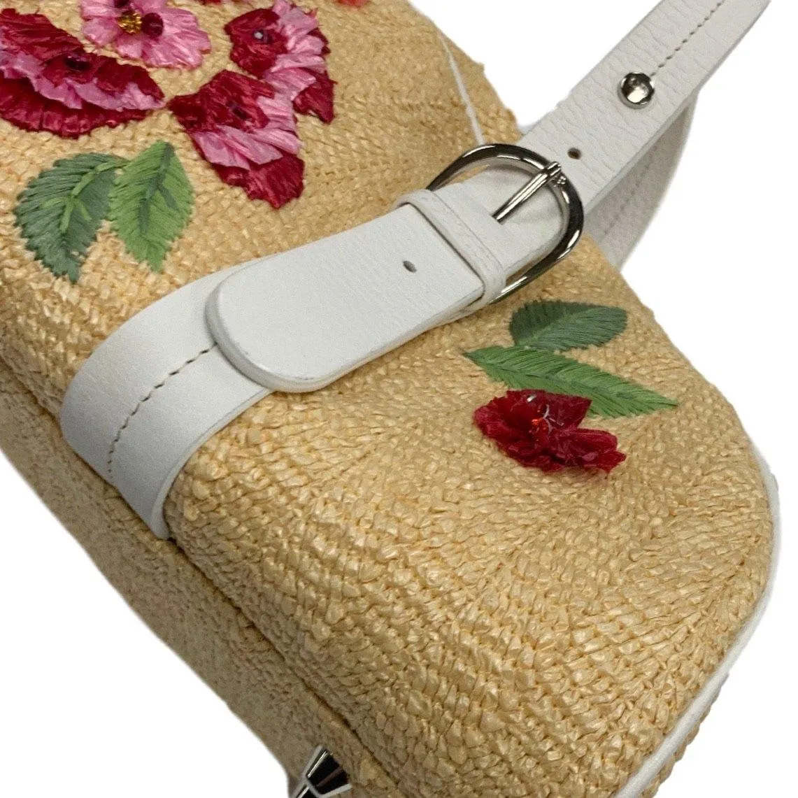 Dior Straw Floral Top Handle Bag