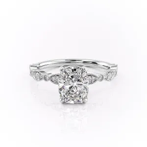 Elongated Cushion Cut Moissanite Engagement Ring, Vintage Design