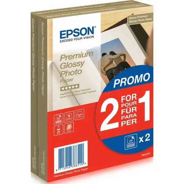 Epson Premium Glossy 10x15cm Photo Paper (2x 40 Sheets)  C13S042167