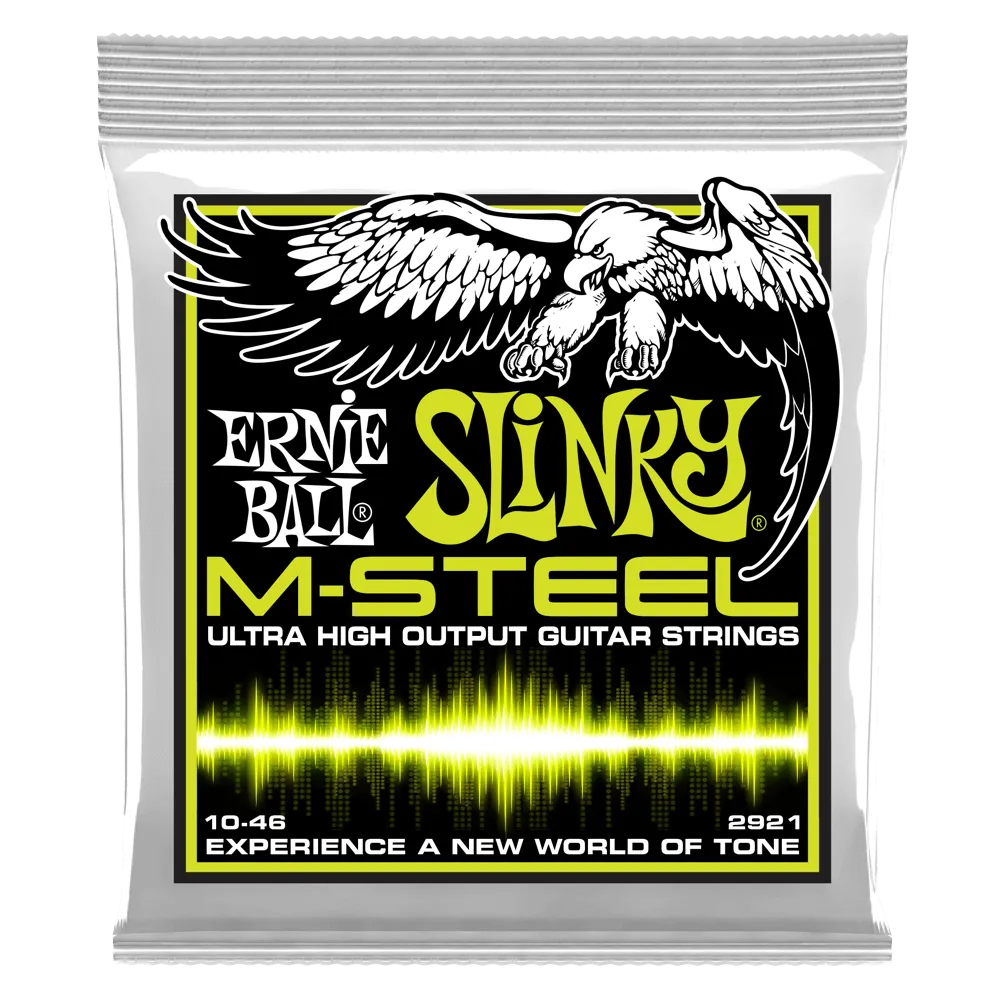 ERNIE BALL REGULAR SLINKY 2921 M-STEEL ELECTRIC GUITAR STRINGS - 10-46 GAUGE