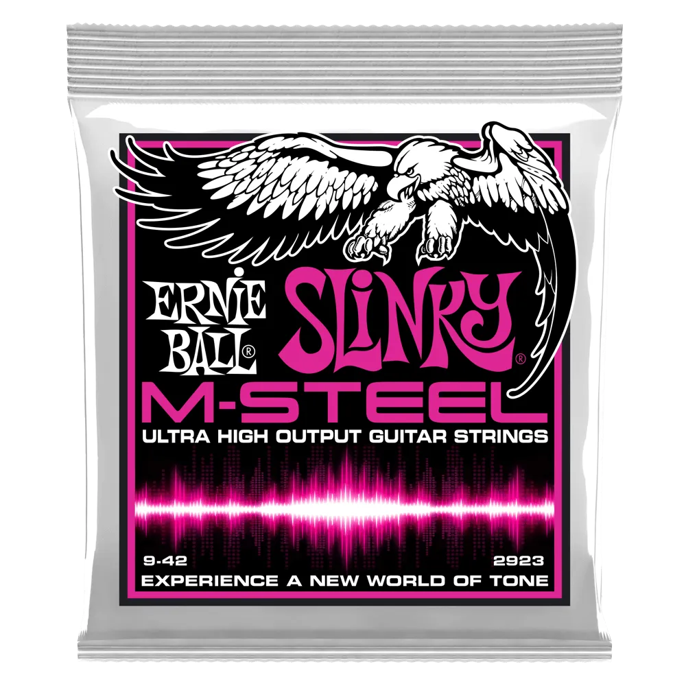 ERNIE BALL SUPER SLINKY 2923 M-STEEL ELECTRIC GUITAR STRINGS - 9-42 GAUGE