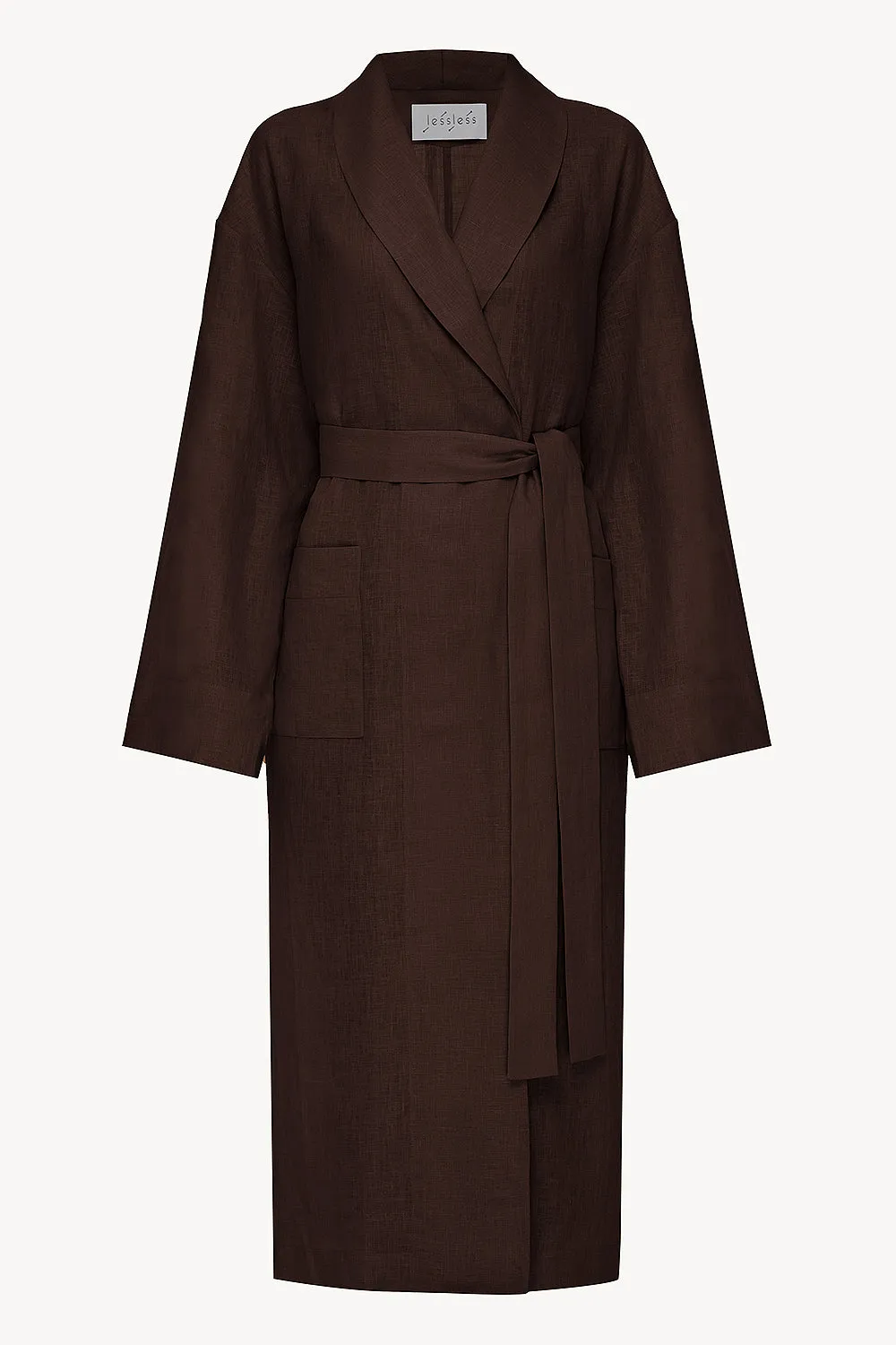 Female linen robe in brown