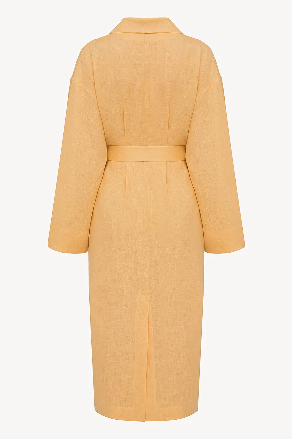 Female linen robe in ochre