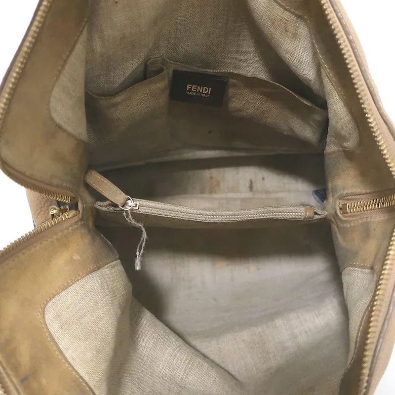 Fendi 2Bag Colorblock Tote Brown & Gray Leather Large Shoulder Bag