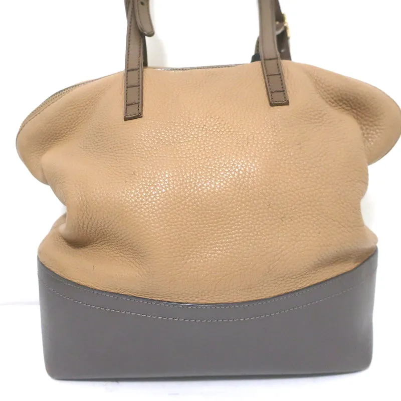 Fendi 2Bag Colorblock Tote Brown & Gray Leather Large Shoulder Bag