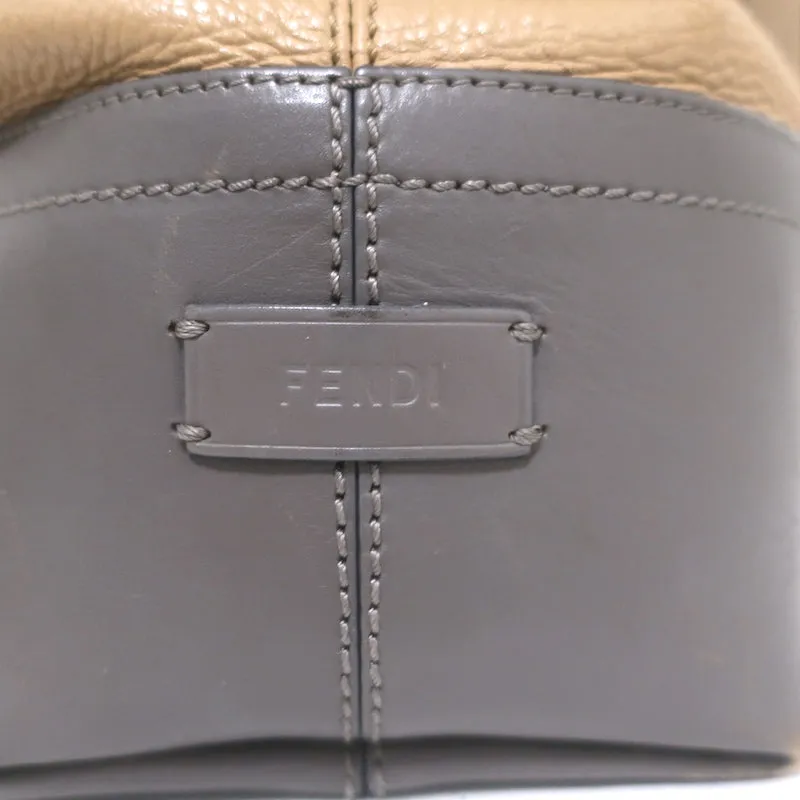 Fendi 2Bag Colorblock Tote Brown & Gray Leather Large Shoulder Bag