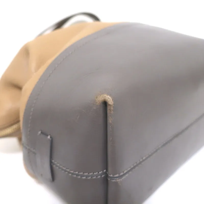 Fendi 2Bag Colorblock Tote Brown & Gray Leather Large Shoulder Bag