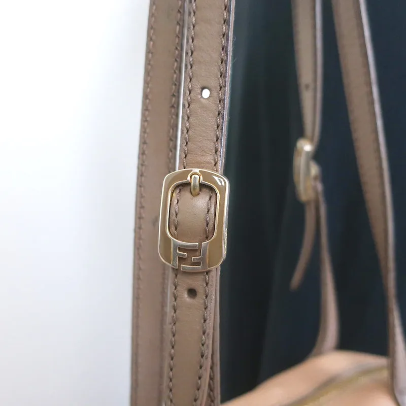 Fendi 2Bag Colorblock Tote Brown & Gray Leather Large Shoulder Bag
