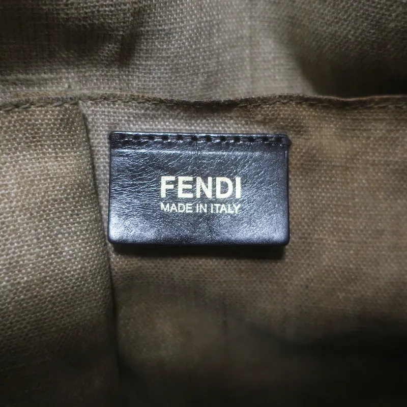 Fendi 2Bag Colorblock Tote Brown & Gray Leather Large Shoulder Bag