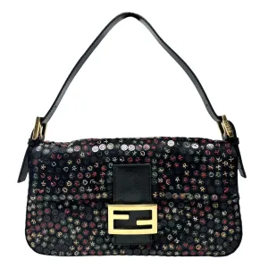 Fendi Black Sequin Baguette