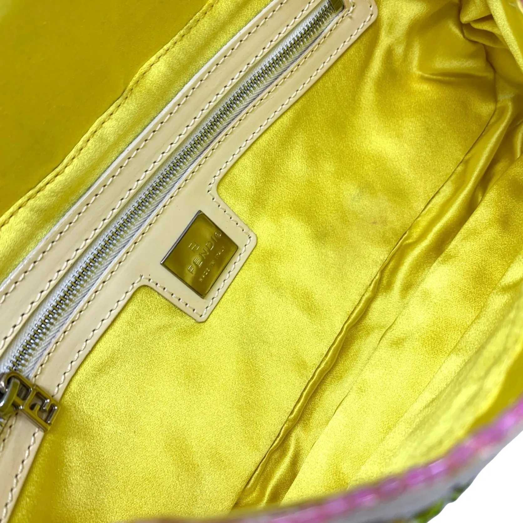 Fendi White Fringe Baguette