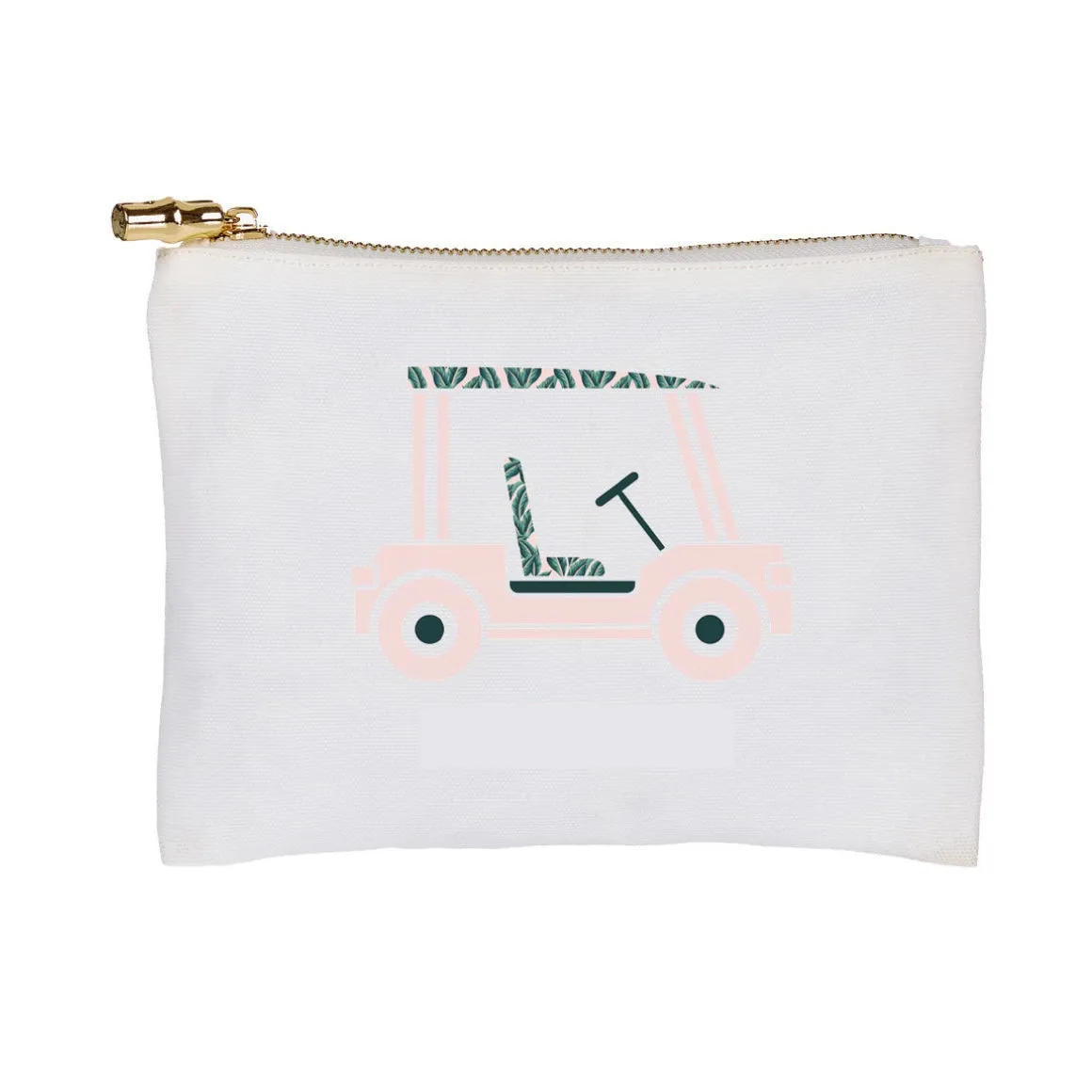 FINAL SALE: Flat Zip Pouch- White/Gold - Sports