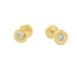 Flat Bezel Set Cubic Zirconia Earring