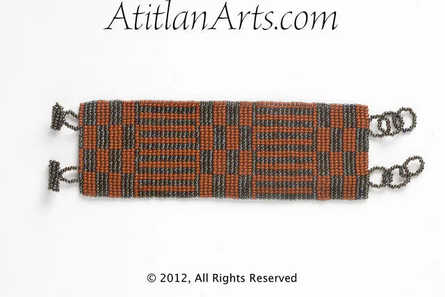 Flat Bracelet Coffee/Brick Red & Bronze wide