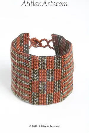 Flat Bracelet Coffee/Brick Red & Bronze wide