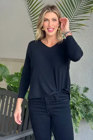 Flora Ashley Black Selena V-Neck Sweater
