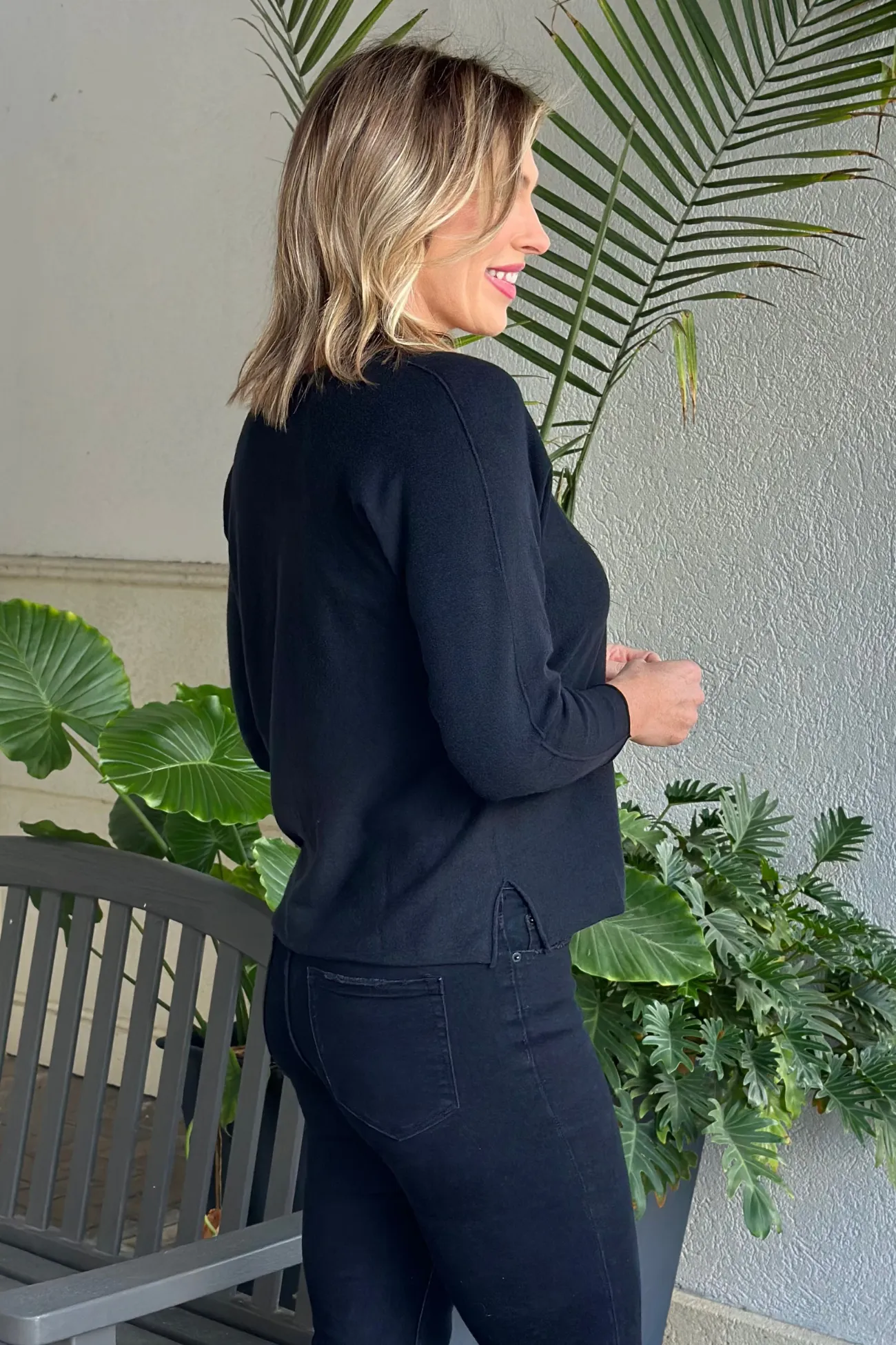 Flora Ashley Black Selena V-Neck Sweater