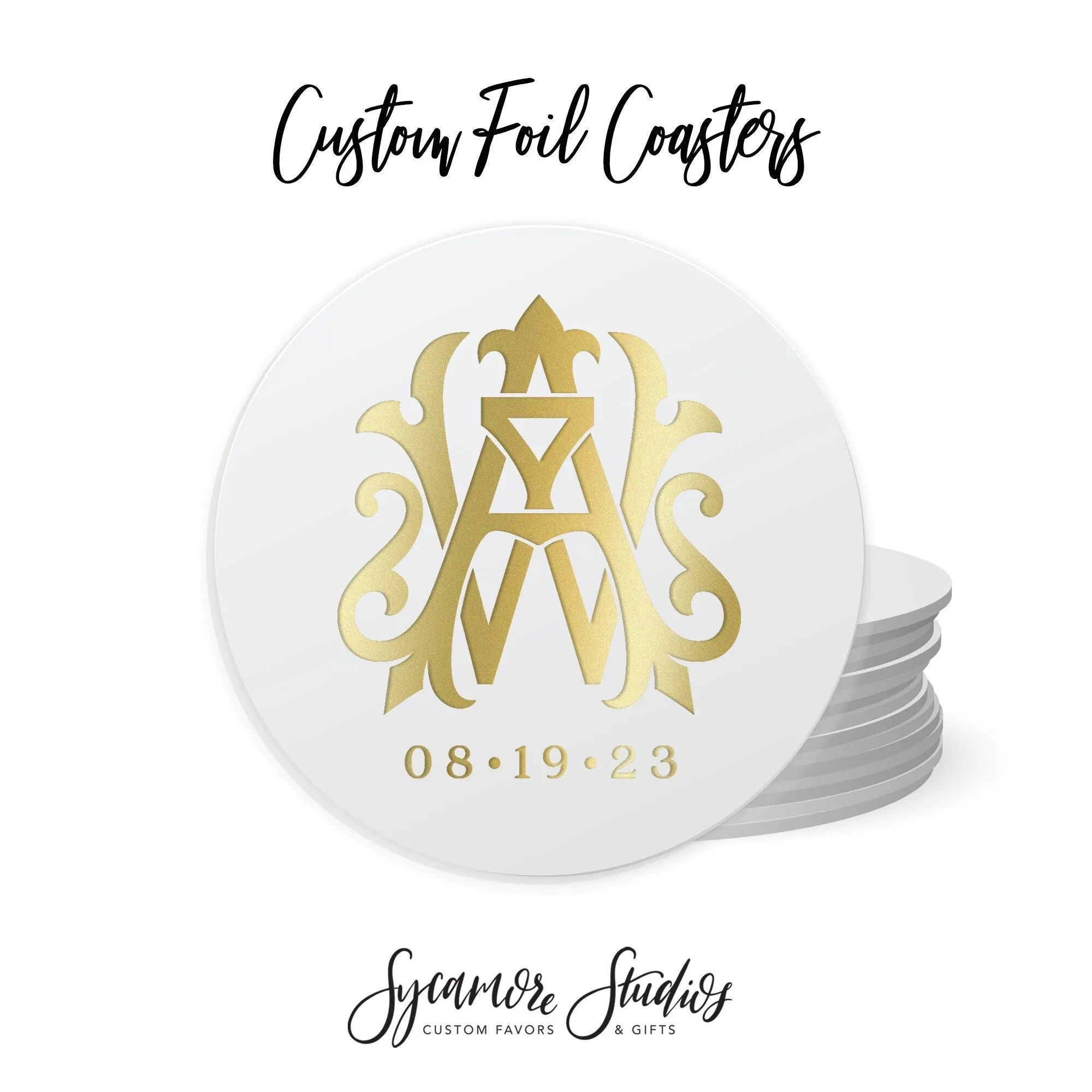 Foiled Wedding Coaster #1 - Monogram