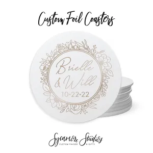 Foiled Wedding Coaster #20 - Botanical Wreath
